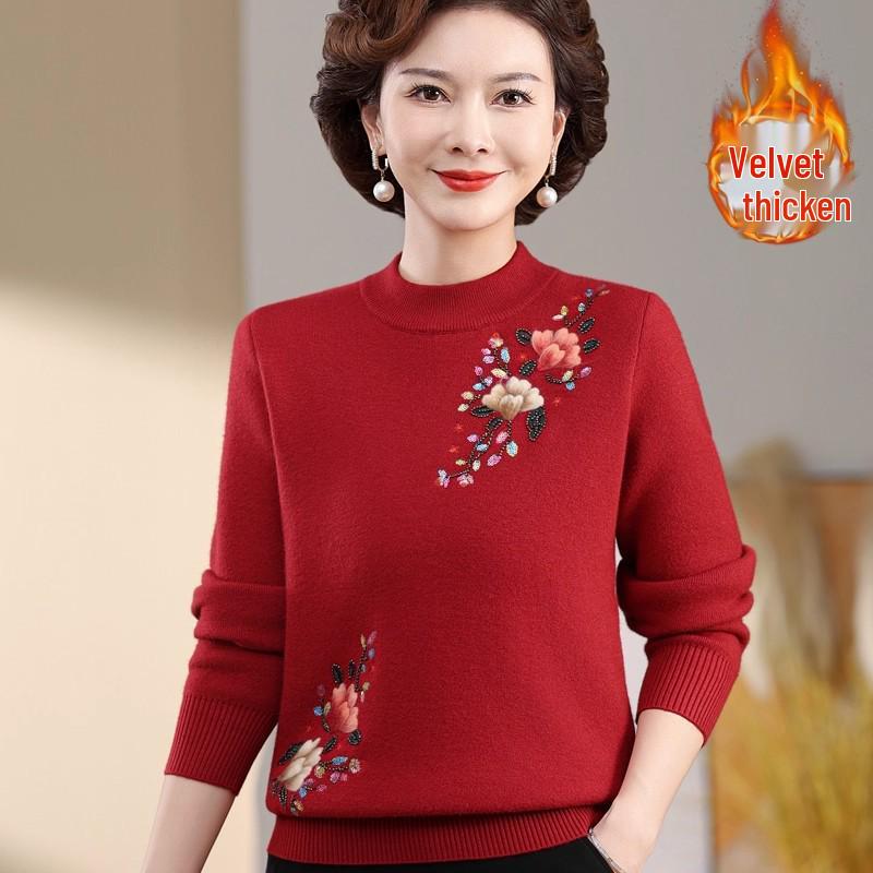Mom's 2025 Winter Velvet Sweater: Stylish, Thick, and Warm for Middle-Aged & Elderly Women