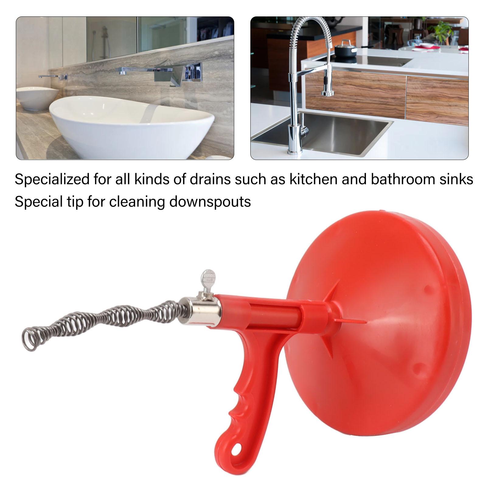 

Plumbing Snake Flexible Labor Saving Anti Slip Handle Carbon Steel Drain Clog Remover for Kitchen Sink Red красный