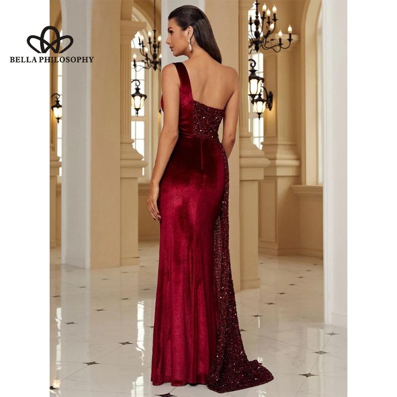 European American Women's Light Luxury High-end Sequin Fishtail High-end Banquet Elegant Single Open-shoulder Dress Evening Dress