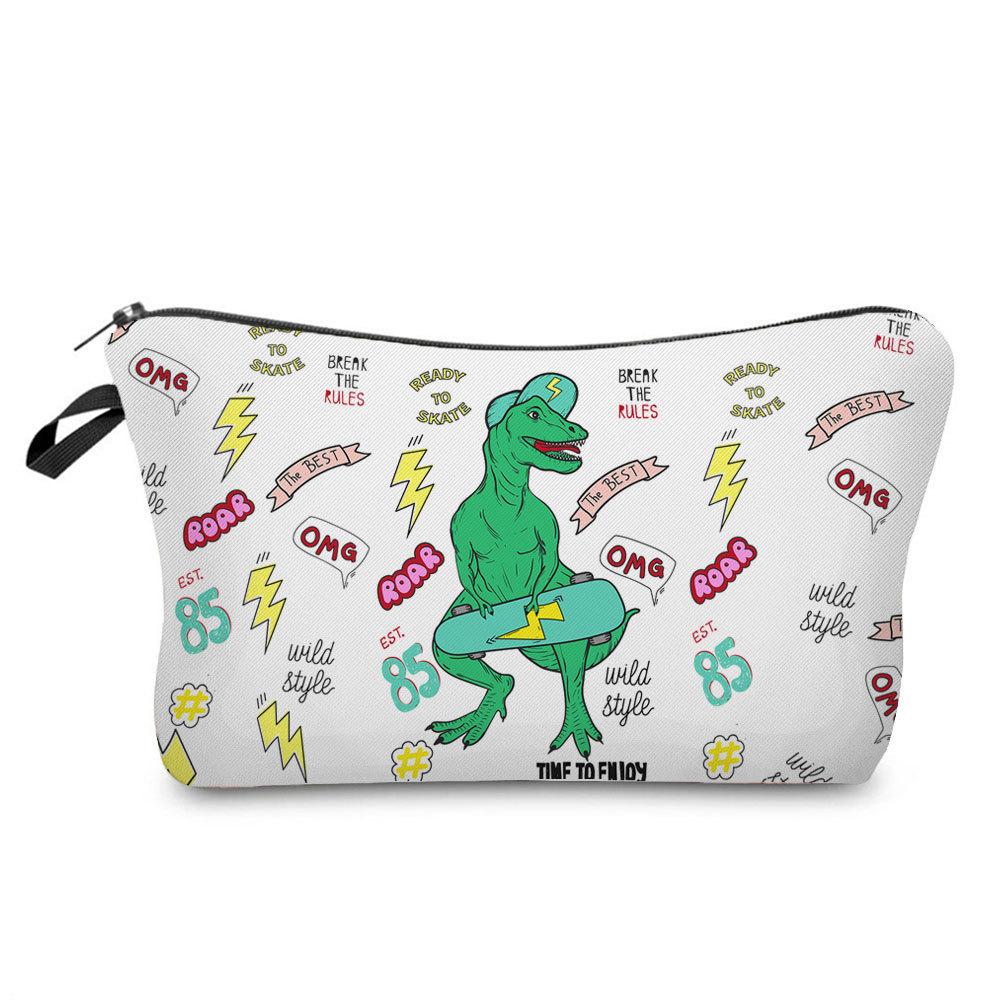 Women Dinosaur Print Cosmetic Bag Toiletries Organize Travel Storage Case