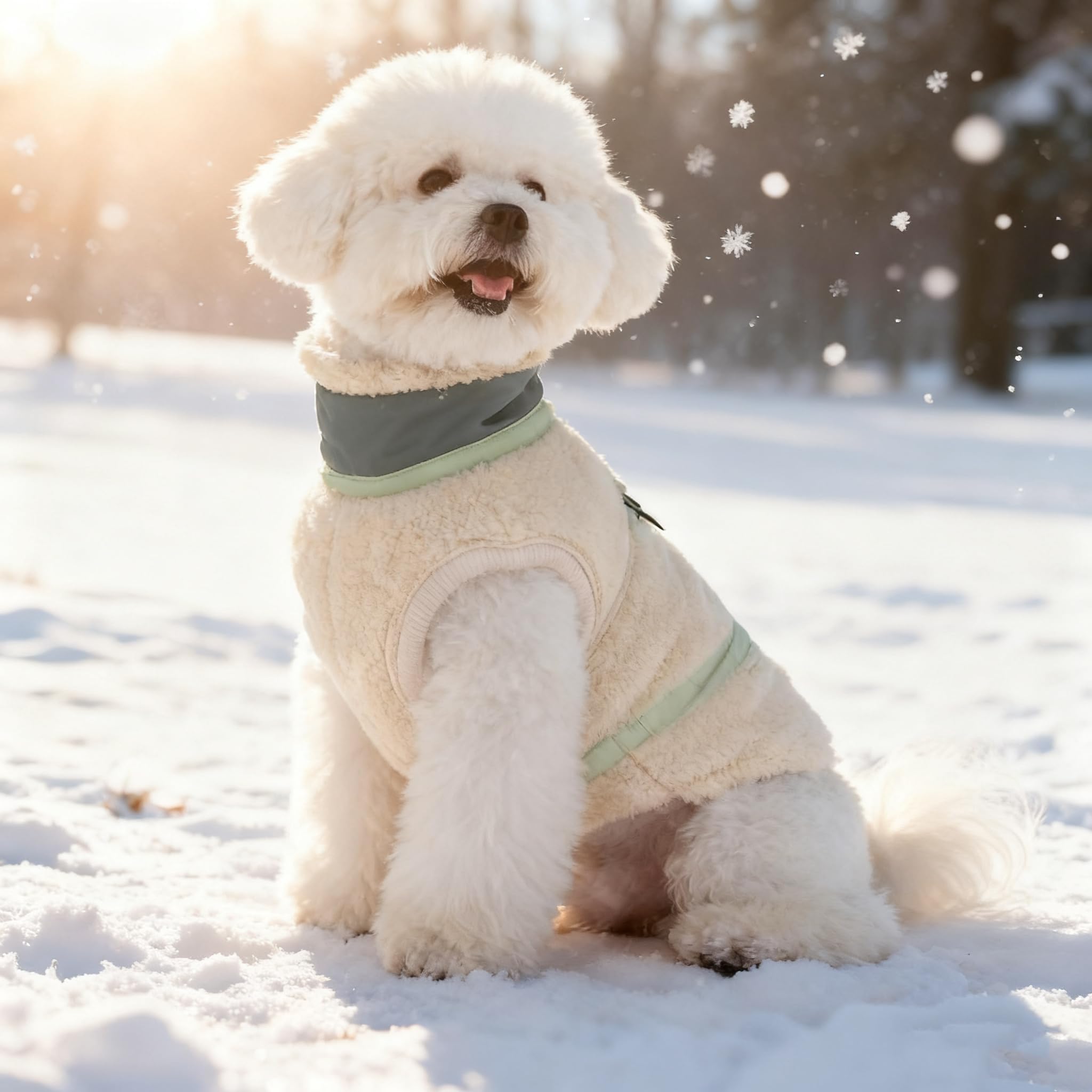 

Флисовый жилет для собаки с молнией на спине и D-кольцом – Мягкая теплая куртка для питомца для зимних прогулок, Легкий терможилет для маленьких и средних собак S светло-зеленый