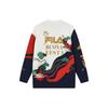 Fila Dragon Series Color Block Letter Cartoon Print Open-Front Long Sleeve Sweater Women Sweater Cloud-White F11W419408F-WT
