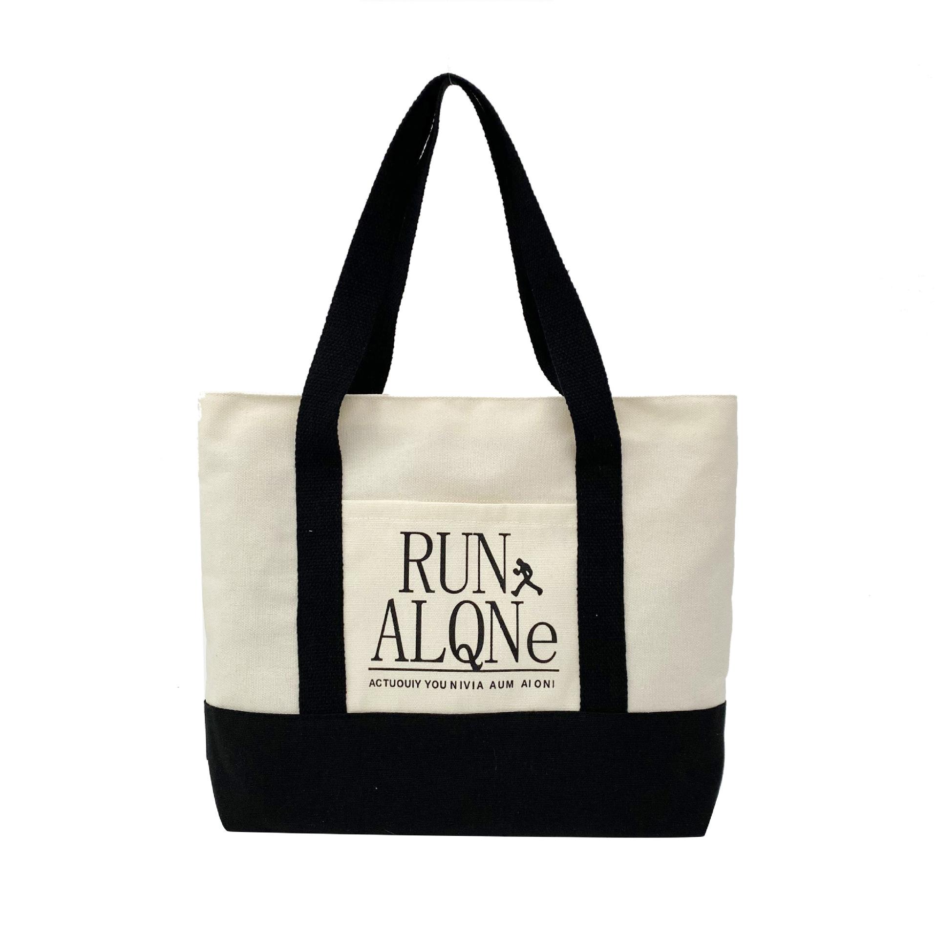 

2025 новая сумка-тоут универсальная большая вместимость сумка для покупок холщовая сумка студенческая сумка для занятий женская чёрный