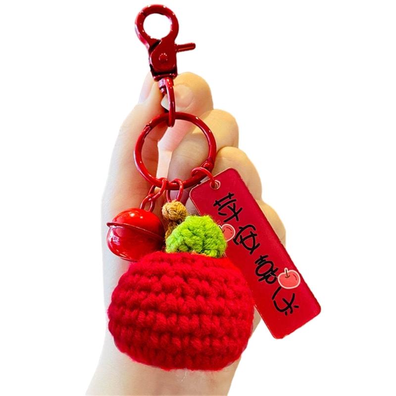 Fashionable Metal Keyring Knit Ornament Durable Keychain or Bag Accessory Pendant for Women Girls
