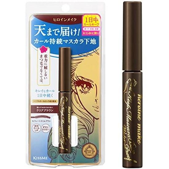 Heroine Make Mascara Base Curl Keep WP 02 Nero Marrone Chiaro 4,5g Primer a Lunga Tenuta delle Ciglia Formula Impermeabile Pennello Sottile Separatore