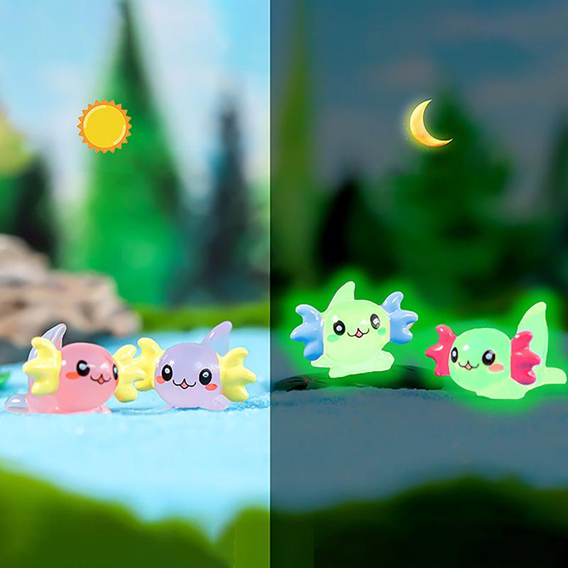 Svítící šestihranná dračí ozdoba Mini barevná kreslená panenka Dekorace mikro krajiny Miniaturní hračka Dekorativní figurky