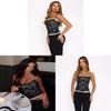 Lace Panel Black Sleeveless Top With Nylon Blend For Adult Night Out Fashion