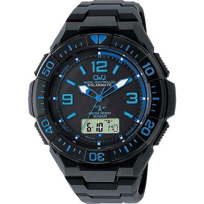 [Citizen Q&Q] Watch Analog Radio Solar Waterproof Date Urethane Belt MD06-335 Men's Black X Blue
