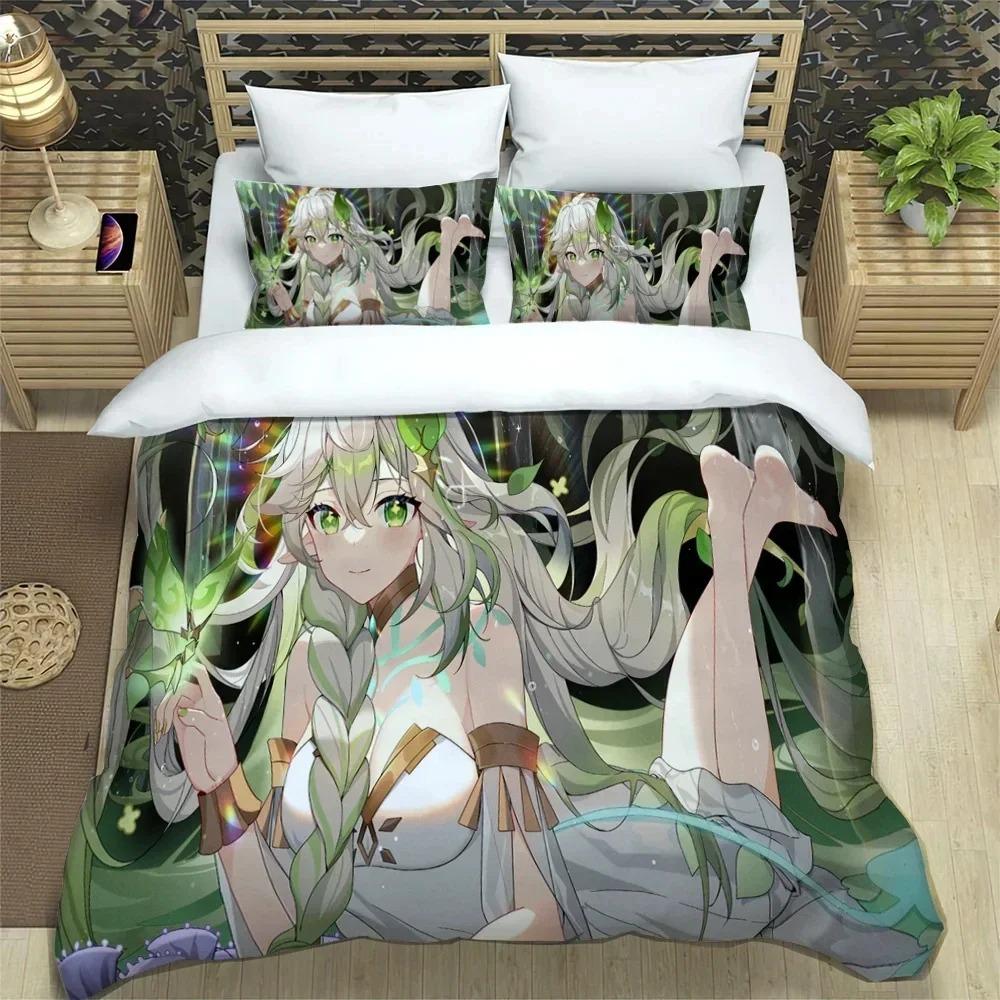 3D Anime Genshin Impact Bedding Set,Duvet Cover Comforter Bed Set Quilt Cover Pillowcase,King Queen Twin Size Boys Girls Adults