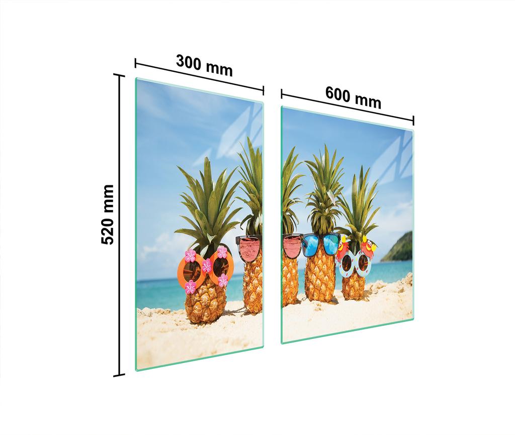 SZKLANA PŁYTA OCHRONNA NA KUCHENKĘ 90x52 ANANAS