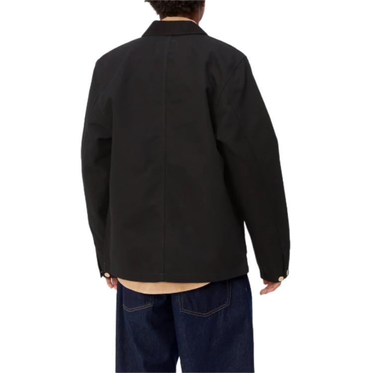 Carhartt WIP SS24 Vzor odznaku Jednoradové zapínání Límec Dlouhý rukáv Bunda Pánské bundy Černá I031519-00E-01