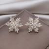 14K Gold Plated AAA Zircon Snowflake Earrings Korea New Design Fashion Jewelry Luxury Women's Prom Party Accessories