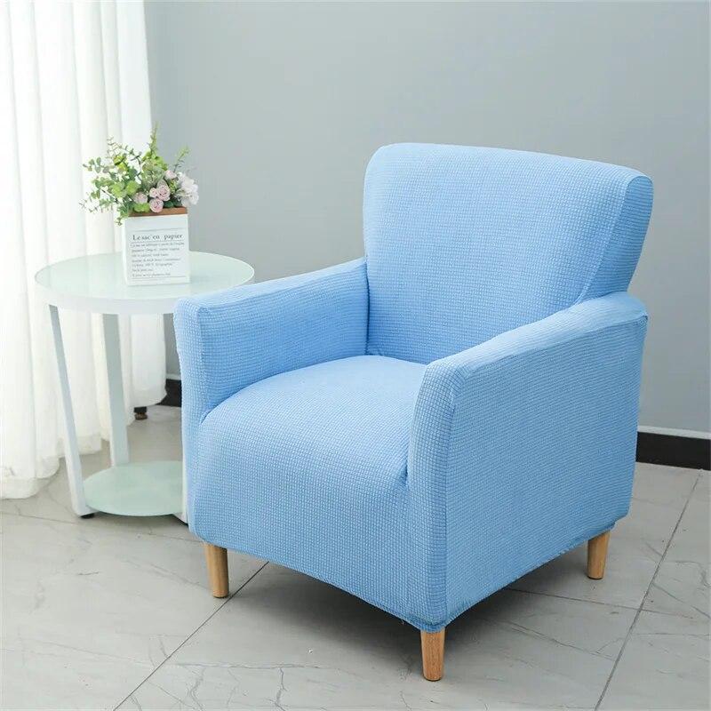 Solid Color Tub Club Armchair Cover Stretch Sloping Arm Back Slipcover Soft Single Small Chair Seater Sofa Covers For Home Club