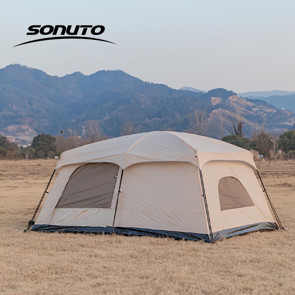Sonuto Tent Outdoor Camping Overnight Two-bedroom Portable Thickened Field Awning Camping Equipment Family Gathering