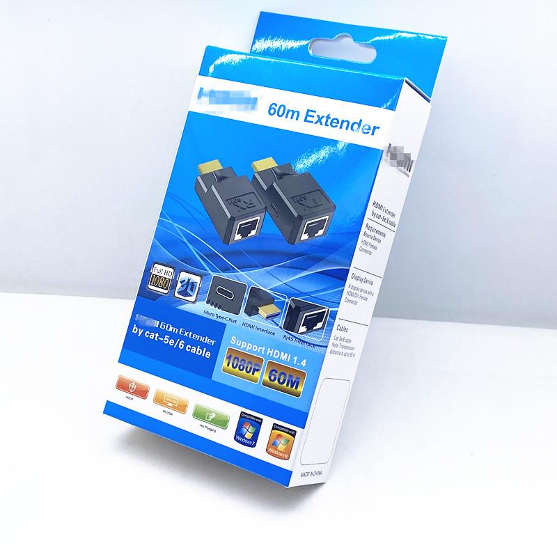 60M HDMI Extender: Single CAT5e/CAT6 to HDMI 1080P, One-Side Power, Full HD Transmission