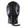 Unisex Donna Uomo Cosplay Maschera Facciale Halloween Sexy PU Pelle Coulisse Maschere Complete Cappuccio per Gioco di Ruolo Costume Copricapo