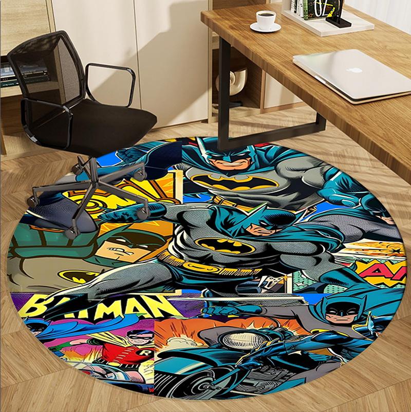 Batman Pattern Round Rug, Indoor/Outdoor Mat, for Picnic, Gameroom, Bedroom, Office, Living Room, Home Decor Carpet, Birthday Gift