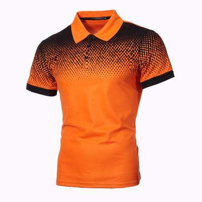 European and American Style Spring and Summer Men's Printed Polo Shirt with Collar and Slim Fit Polo Cedar