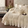 Contemporary Minimalist Carved Milk Velvet Warm Lace Bedding Set