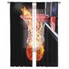 Flame Basketball Ball Box Sheer Curtains Living Room Window Tulle Curtains For Bedroom Kitchen Home Decoration Voile Drapes