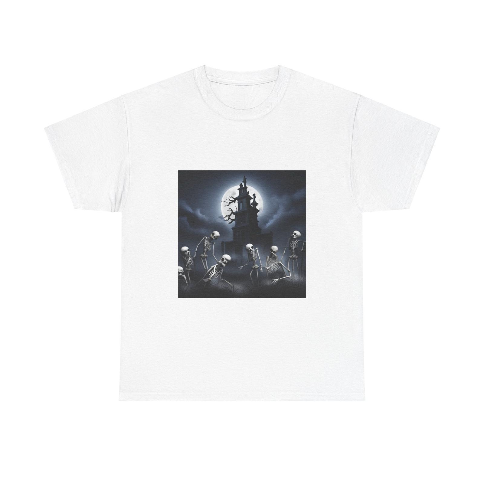 Skeletons Dancing Around Graveyard T-Shirt S