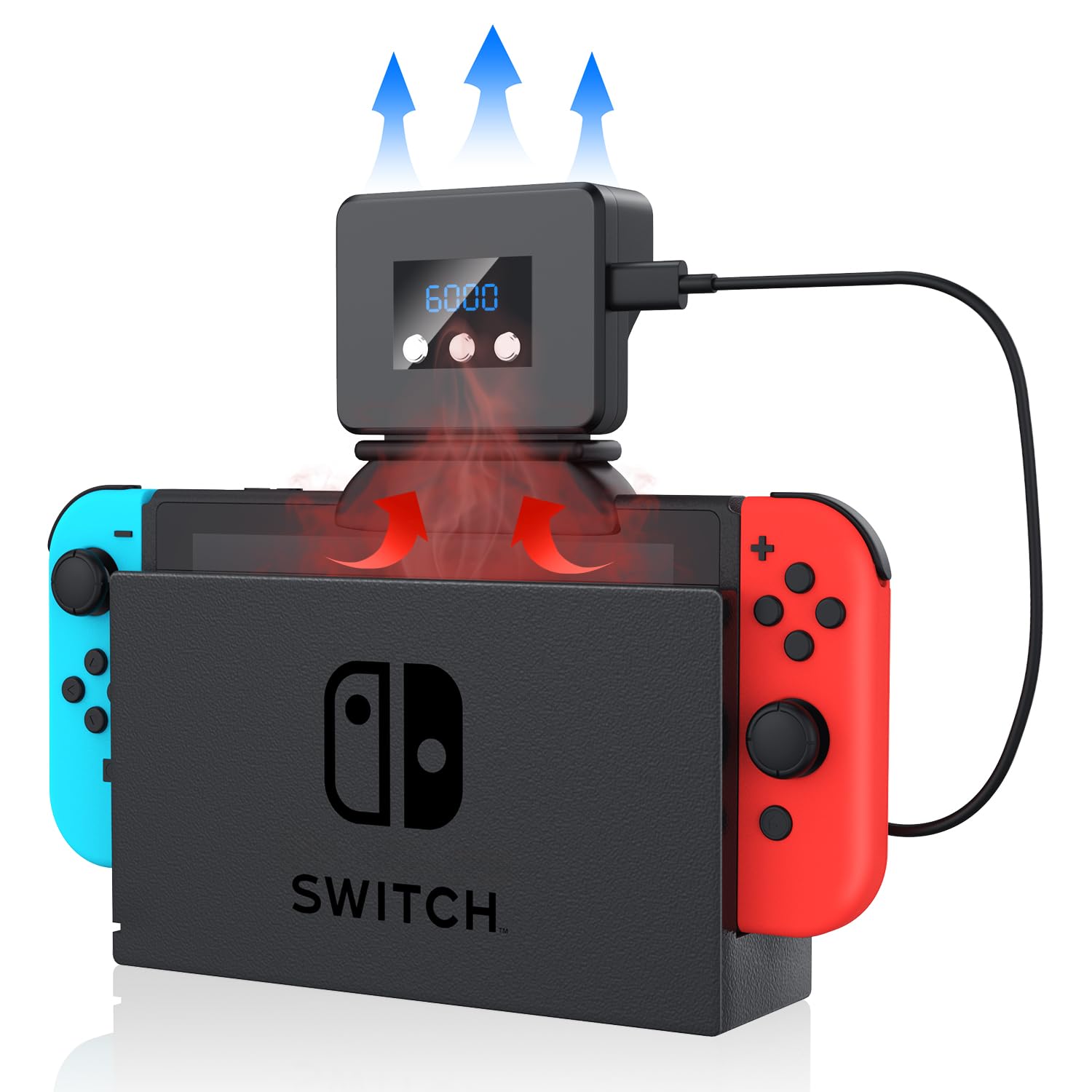 

Upgraded Switch Compatible Cooling Fan High Power Cooling Cooler for Switch Cooling Fan for Summer Use Exhaust Heat Temperature Display Air Volume