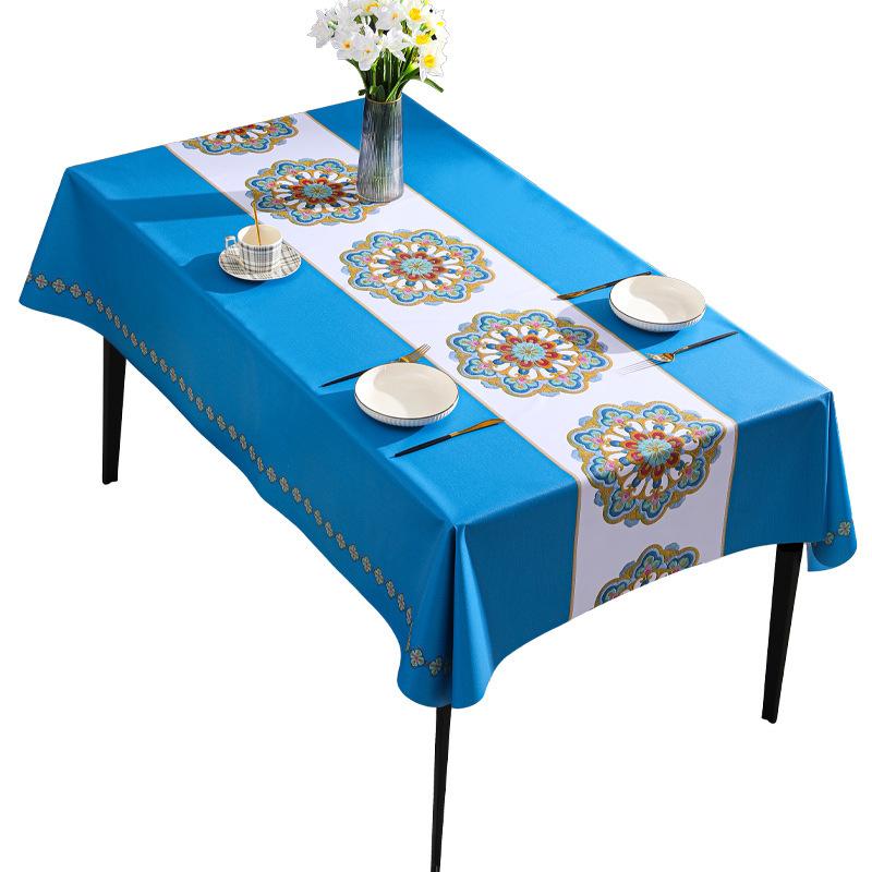 Delicate Embroidery Embroidery Tablecloth Waterproof And Oil-Proof Rectangular Pvc Tablecloth Yarn Fabric