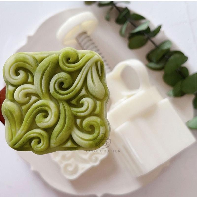Square Vine Pattern Mooncake Press Mold Cookie Stamps Chinese MidAutumn Moon Cake Makers Decoration Tool for DIY Cookie