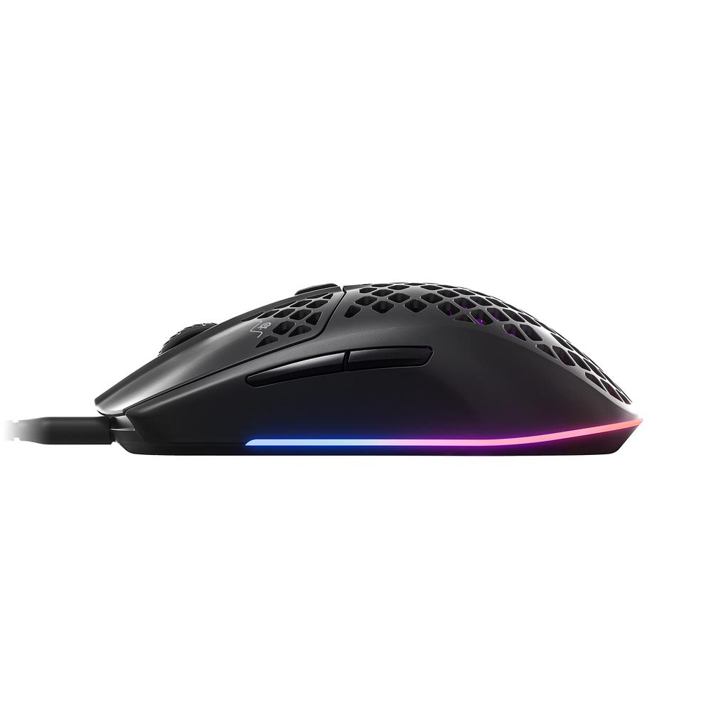 SteelSeries Aerox 3 Black Wired USB Gaming Waterproof and with SuperMesh Cable and RGB Illumination Mouse, Ultra-Lightweight, IP54-Rated, Dustproof,