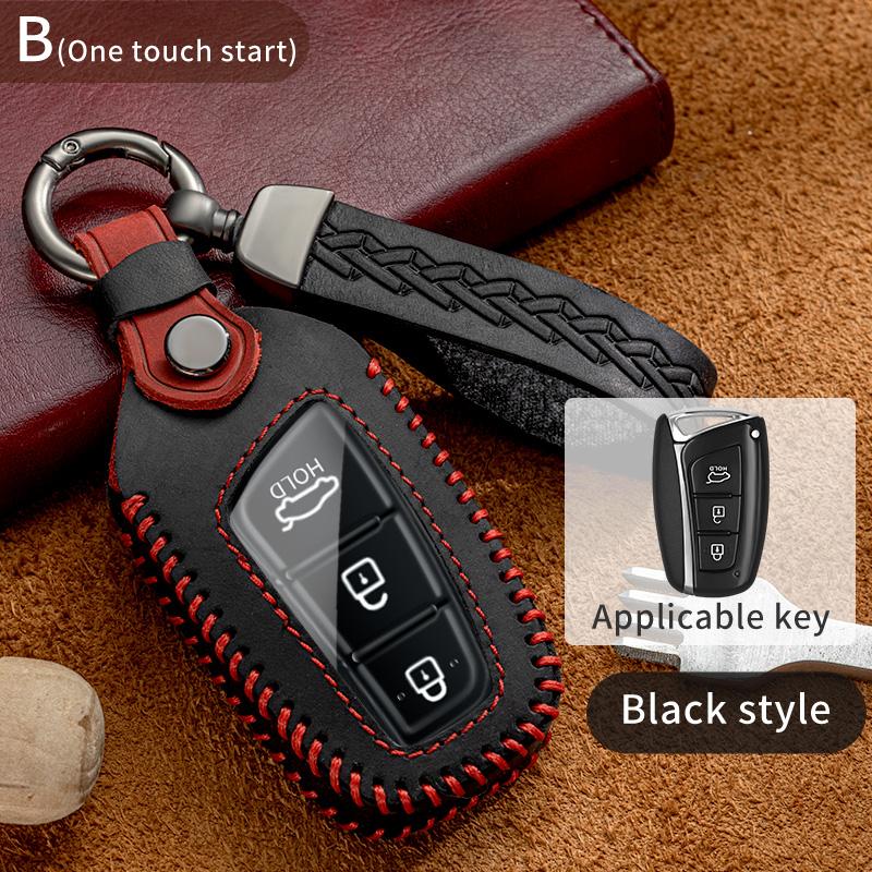 For Hyundai Grandeur HG Sedan Genesis G80 Santa Fe 3DM Grand SantaFe 2018 IX45 EQUUS Azera Leather Auto Key Shell Case Cover