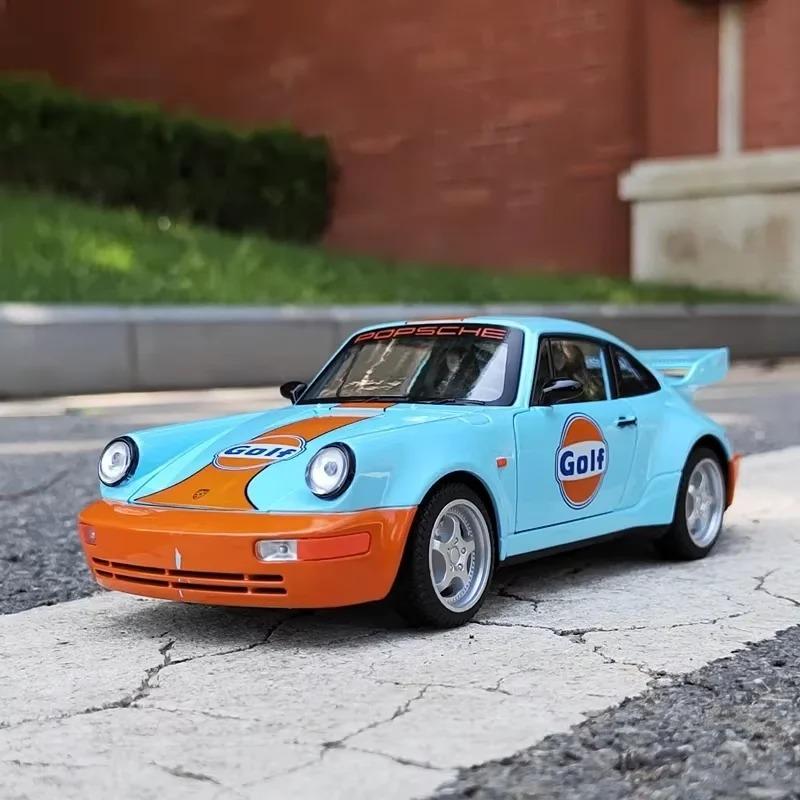 1/24 Ölçekli Porsche 964 Alaşım Araba Diecastlar ve Oyuncak Araçlar Araba Modeli Ses ve Işık Geri Çekmeli Araba Çocuklar İçin Oyuncaklar Hediyeler