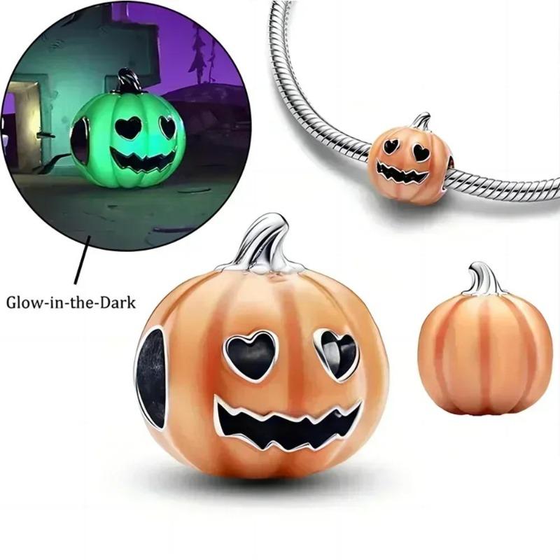 New Original Halloween Party Charms Luminous Pumpkin Skull Ghost Clown Beads Chameleon Bracelets Necklace Diy Jewelry Party Gift