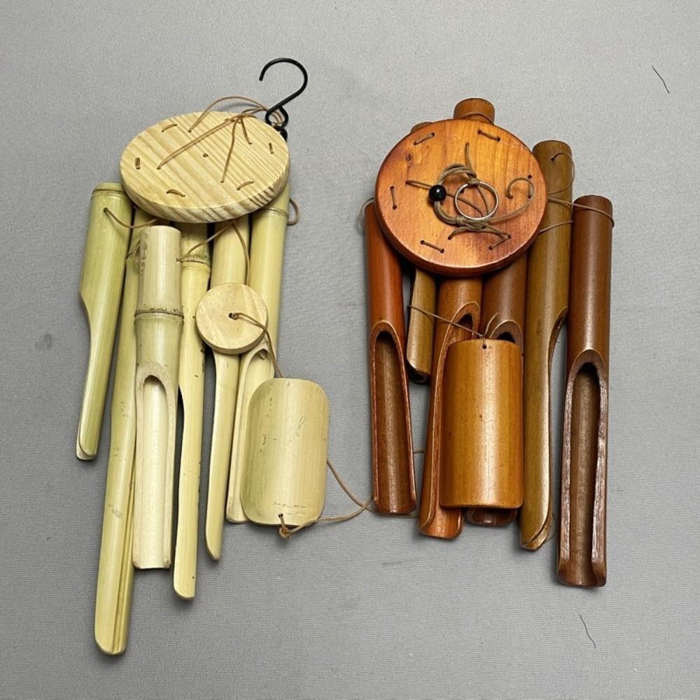 6 Tubes Hang Decorations Hand-Carved Garden Art Crafts New Bamboo Wind Chime Outdoor