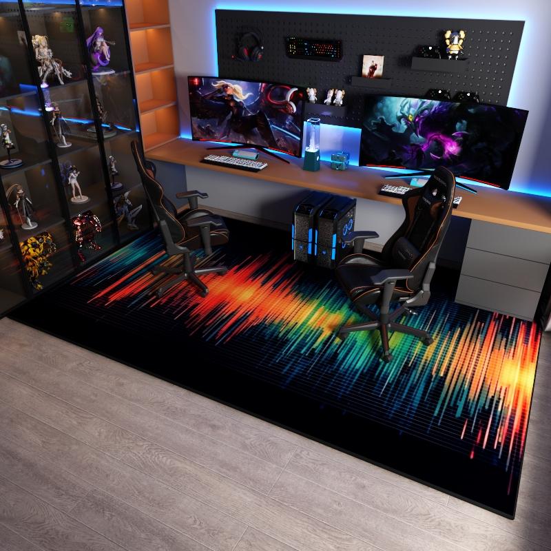 computer chair floor mat, gaming chair carpet, soundproof bedroom floor mat, Cyberpunk gaming room game console door mat