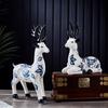 Chinese Style Blue and White Porcelain Animal Sculpture Decoration Ceramic Handicraft Ceramic Ornaments Home Decoration