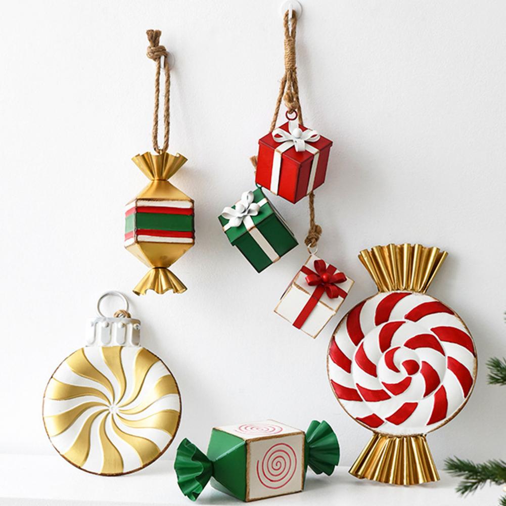 Metal Gift Box Hanging Decorations Iron Art Christmas Ornaments Festive Metal Christmas Ornament Gift for Holiday for Christmas