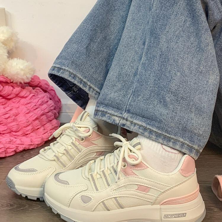 

Daddy shoes женские ins tide 2024 осень новые дышащие кроссовки на толстой подошве корейская версия супер пожарной повседневной спортивной обуви 35 розовый