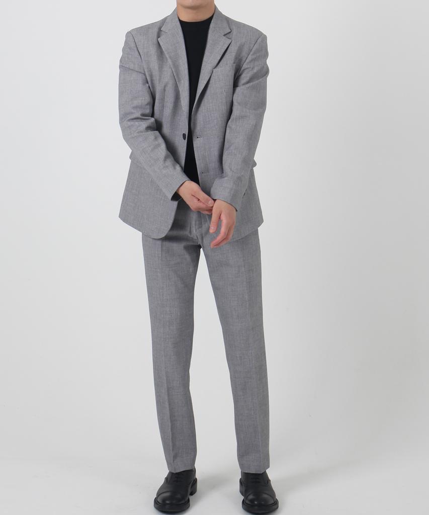 Paletot Notched Bokeh Single Blazer_Gray