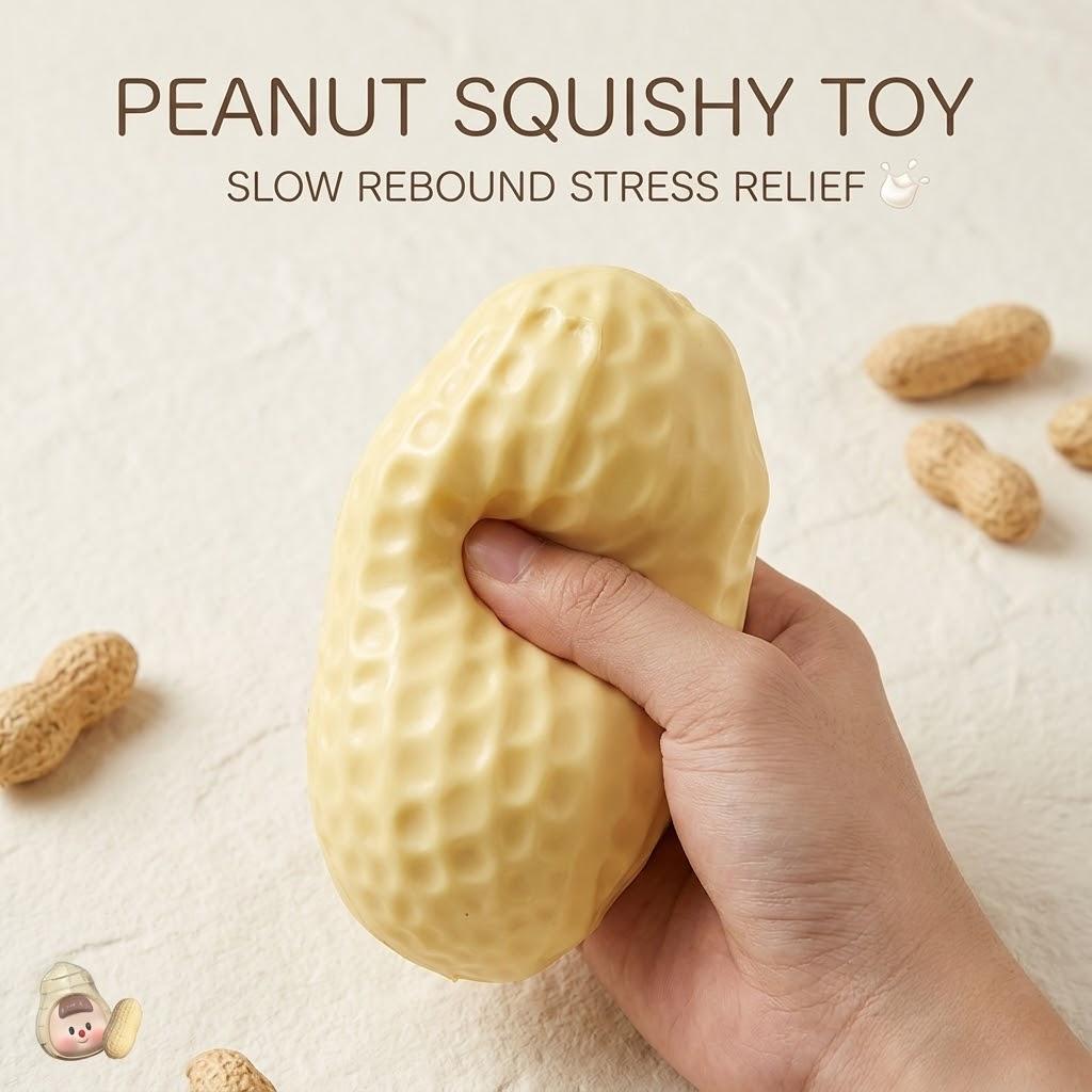 Bai Fen Bai Dolls And Toys Crunchy Shell Peanut Squishy: Buttery Soft Texture Squeeze Ball, Asmr Tactile Sensory Fidget, Aesthetic Office Desk Edc Toy