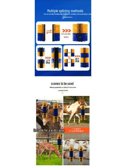 Dual-Sided Livestock Body Brush for Cattle and Horses - Hard Bristle for Scratching and Massaging