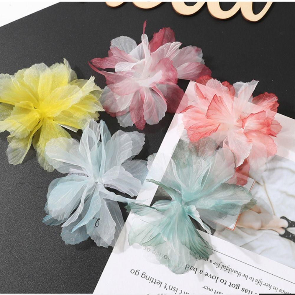 10pcs Multilayer Organza Flower Patches Blossoms Cloth Applique Cloth Patch Dress Decoration