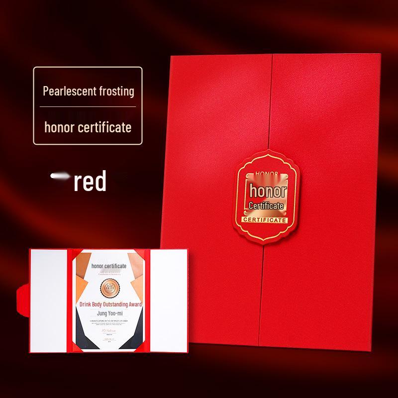 A4 Tri-fold Leather Honor Certificate Cover - Custom Excellent Employee Award 210*297mm Inner Page