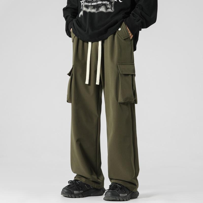Men's simple drape paratrooper overalls men's big pockets casual trousers trendy fashion versatile pants