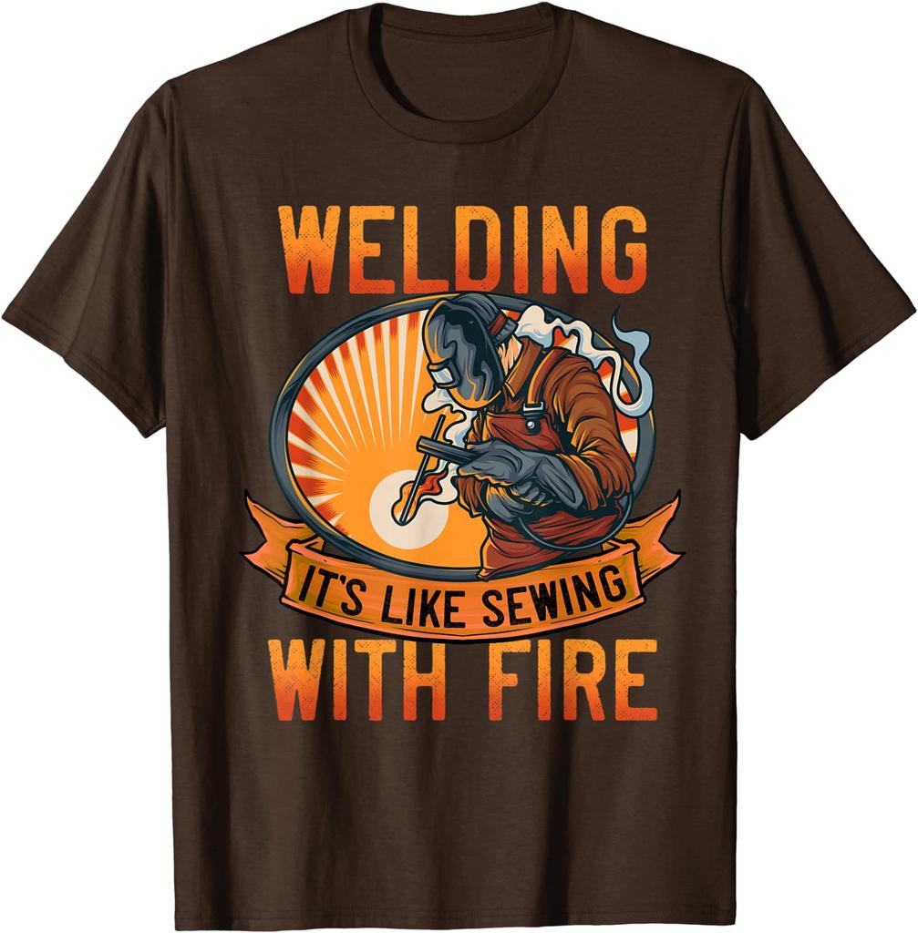 Funny Welder Shirts Men Welding It's Like Sewing With Fire T-Shirt Print T Shirt Prevalent Tops & Tees Cotton Men Leisure