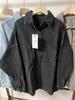 Women's Washed Blue Denim Shirt Jacket with Pocket Embellishments - European & American Style, Autumn Collection