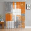 Oil Painting Abstract Geometric Yellow Gray Sheer Curtains for Living Room Decoration Window Curtain Kitchen Tulle Voile Drapes