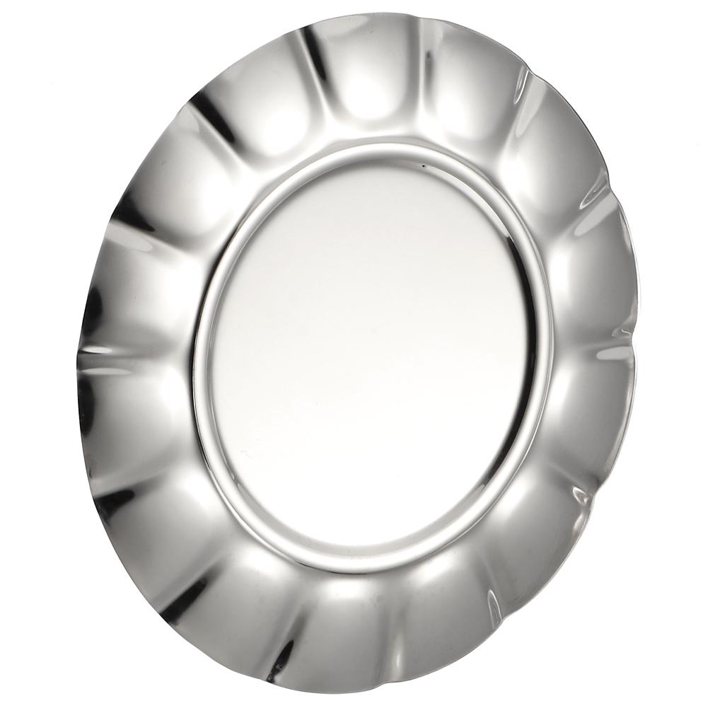 Stainless Steel Round Dinner Plate Dish Food Fruit Snacks Tray Tableware Kitchen Accessory7in
