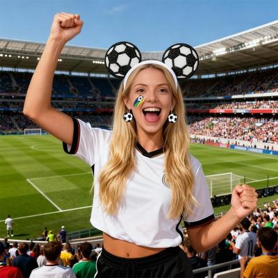 Ensemble Serre-tête Boucles d'oreilles avec Autocollant Design Élastique Cerceau à Cheveux Ensemble Boucles d'oreilles à Crochet Thème Football Accessoire d'Encouragement Accessoires Jour de Match