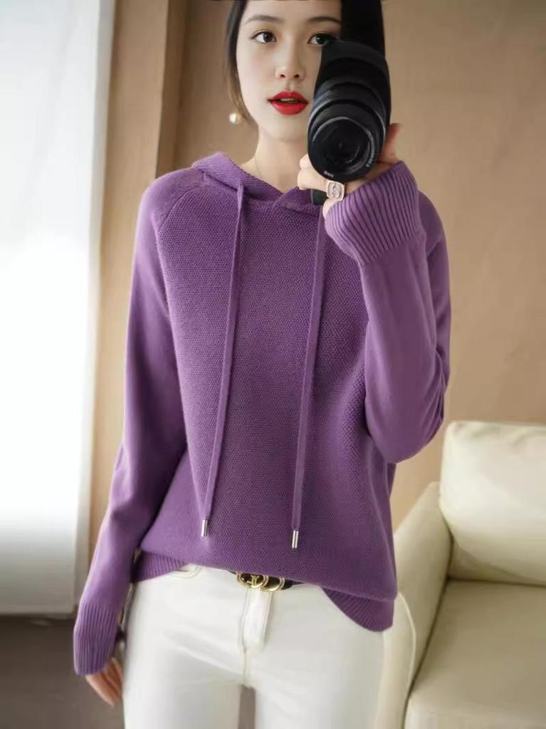 Women's Casual Plus Size Hooded Knitwear Sweatshirt for Spring/Autumn 2023