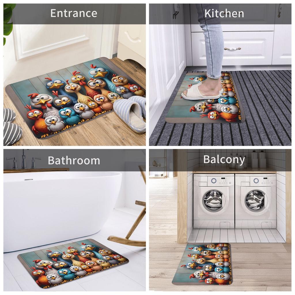 Festive Funny Big-Eyed Chick Family Design Front Floor Door Entrance Mats Indoor  Kitchen Bath Doormat Living Room Carpet Rug